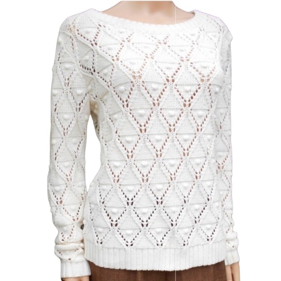 TOMMY HILFIGER Cotton Knit Fisherman Sweater Vintage Style Popcorn/Argyle Sz SP - Picture 2 of 13